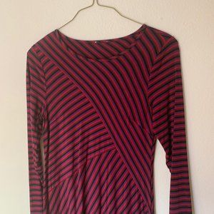 Diagonal patchwork stripe dress